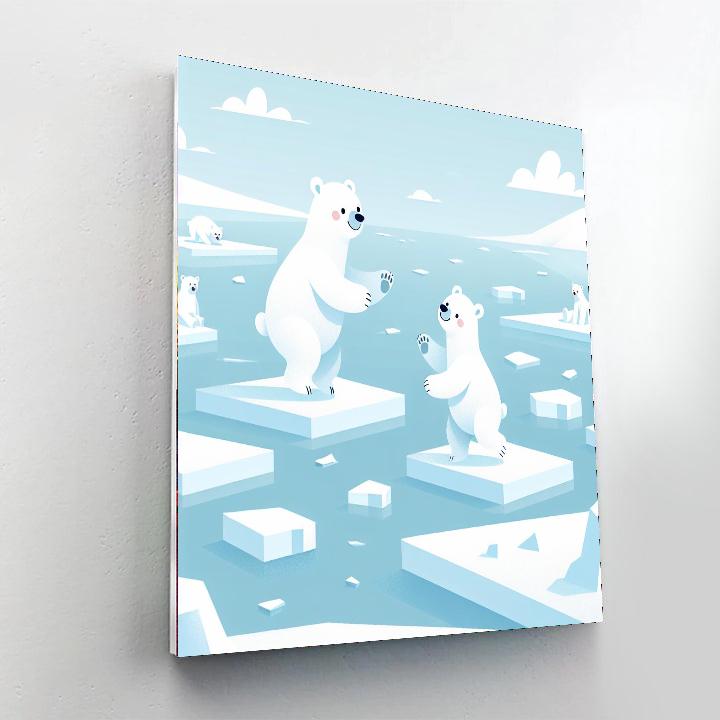 Winter Polar Bears Number Painting