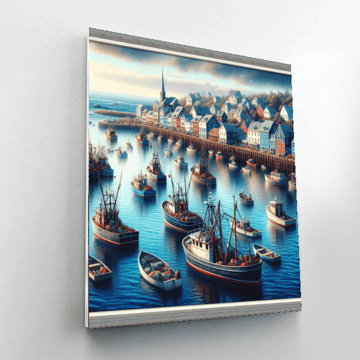 Quaint Harbor Town Paint By Numbers