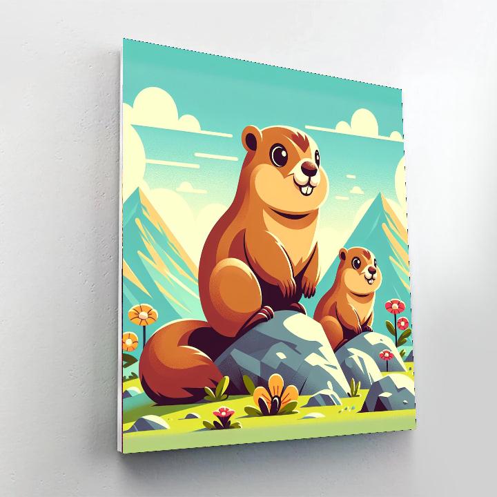 Magical Mountain Marmots Painting Number Kit
