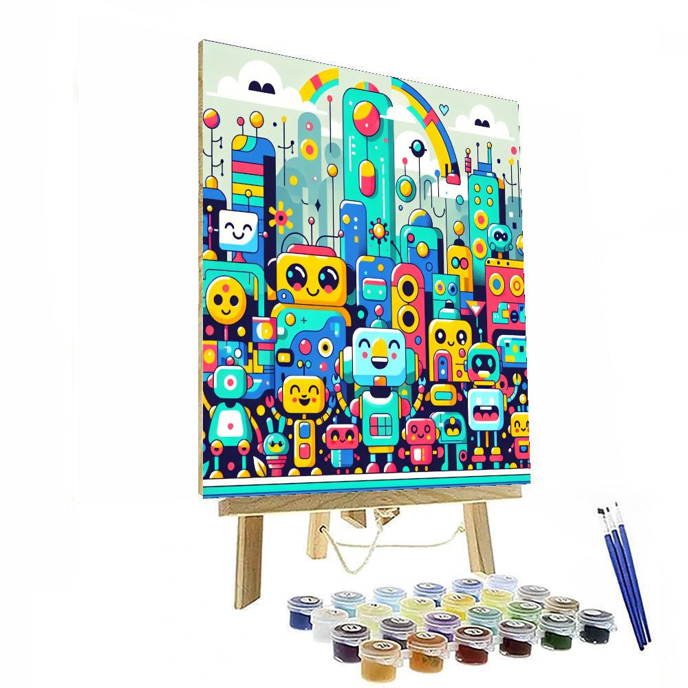 Robot Cityscape Adventure Paint By Numbers