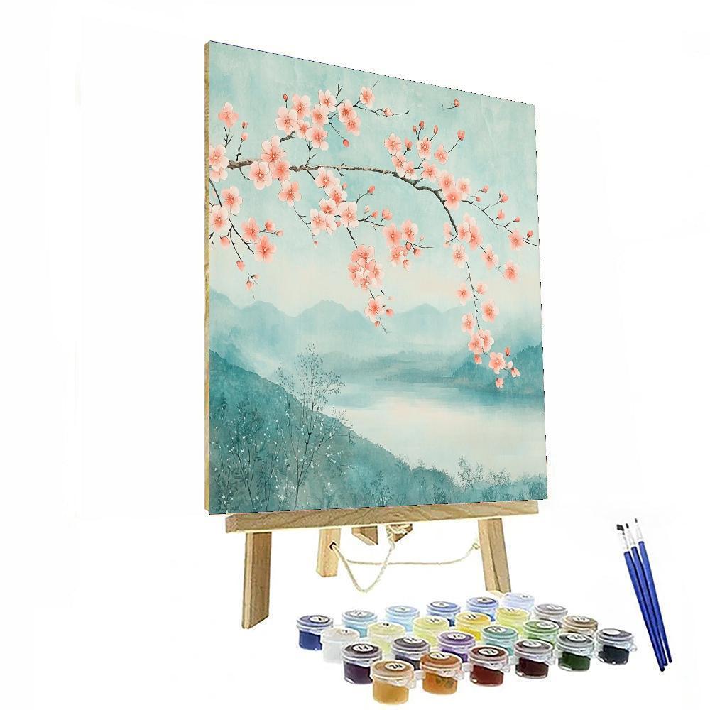 Zhao Mengfu Inspired Whispers Of Cherry Blossoms  Paint By Color