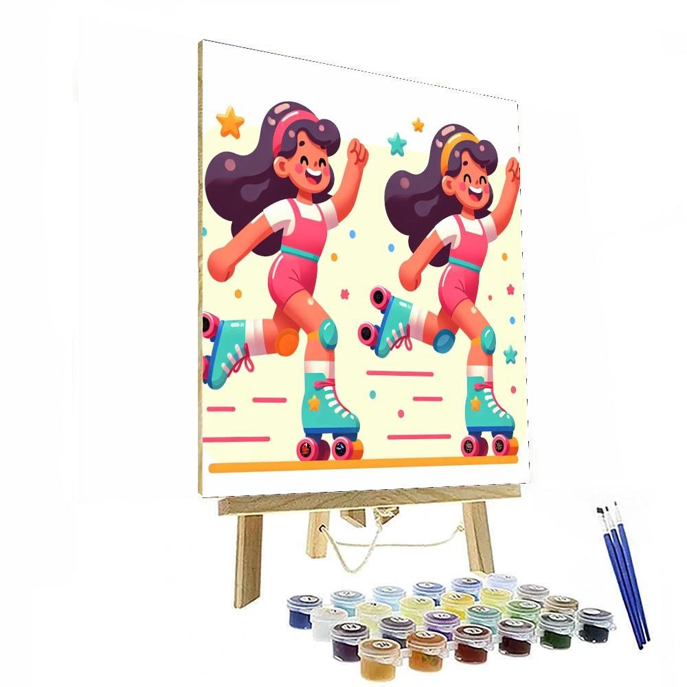 Happy Roller Skater Numbered Painting Kits