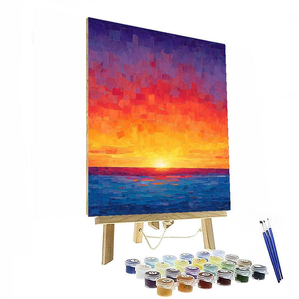 Georges Seurat Inspired Radiant Horizon Abstract  Number Painting