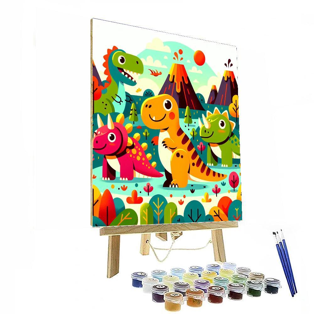 Cheerful Dinosaurs Paint By Numbers