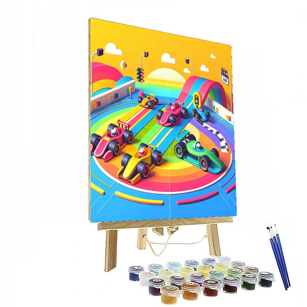 Rainbow Racetrack Rally Paint By Color