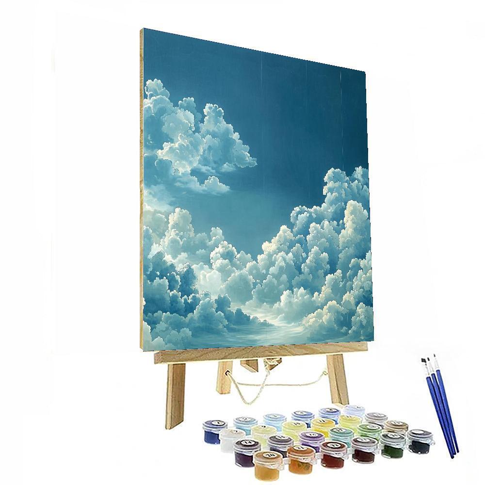 Hiroshige Inspired Floating Clouds  Number Painting