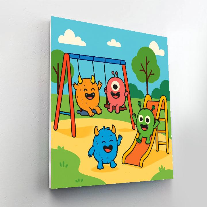 Friendly Monsters In The Playground Paint By Number