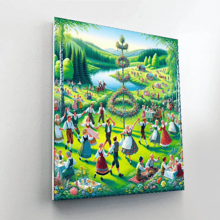 Midsummer Celebrations - Dalarna, Sweden Painting By Numbers Kit