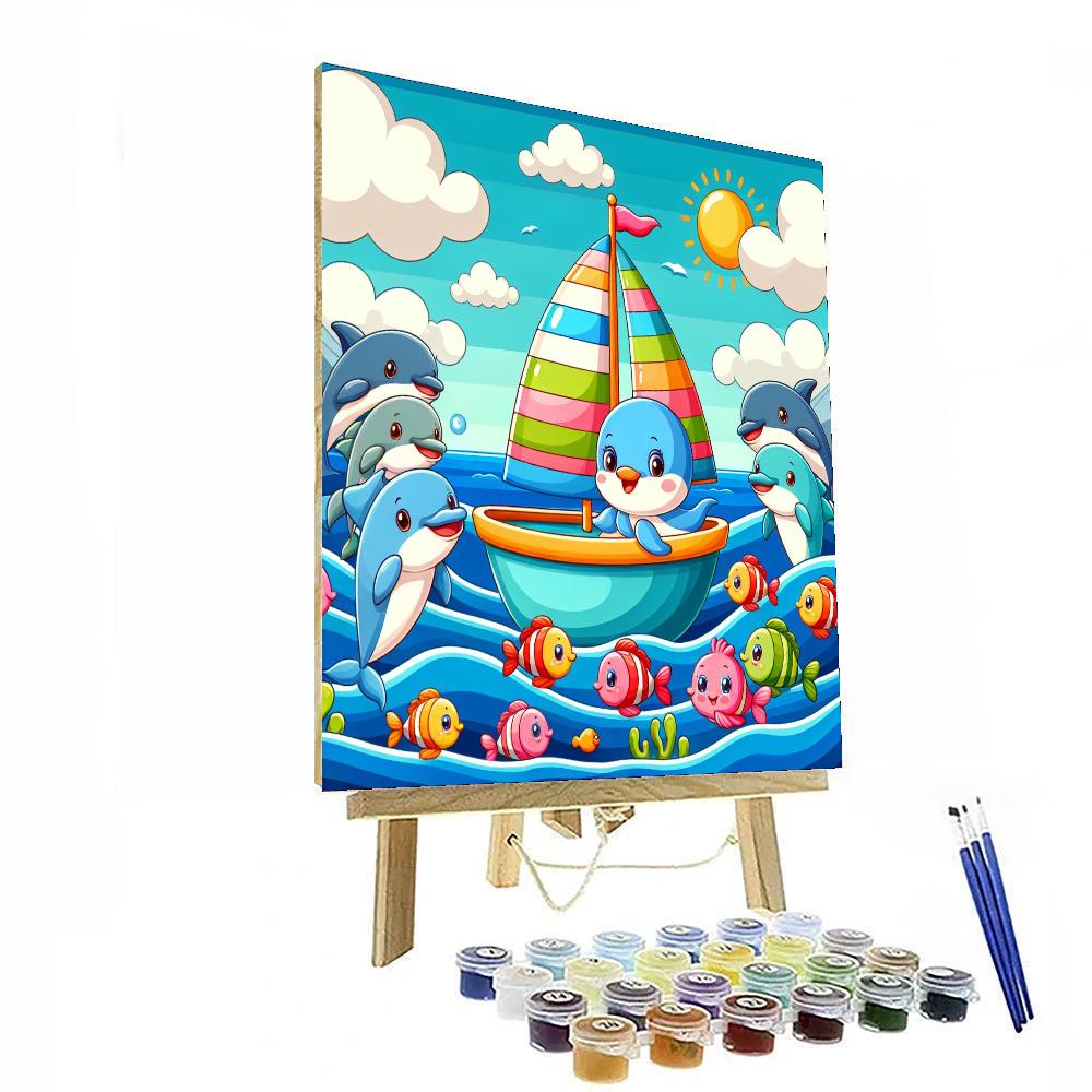 Sailing With Sea Creatures Paint By Numbers Art