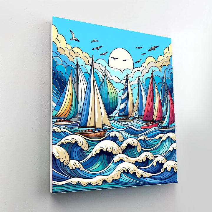 Sailboat Regatta Race Numbered Painting Kits
