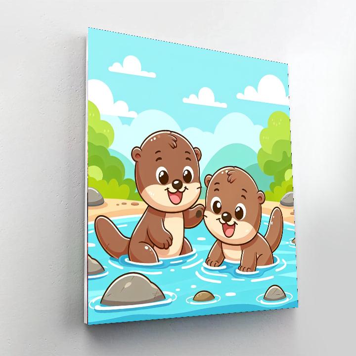 Cheerful Otter River Fun Numbered Painting Kits