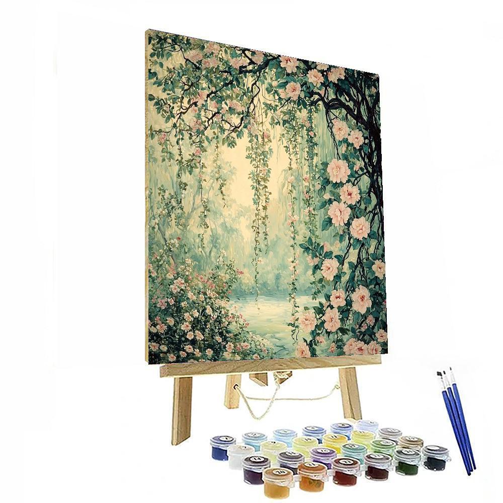 Alphonse Mucha Inspired Eternal Floral Harmony  Painting Number Kit