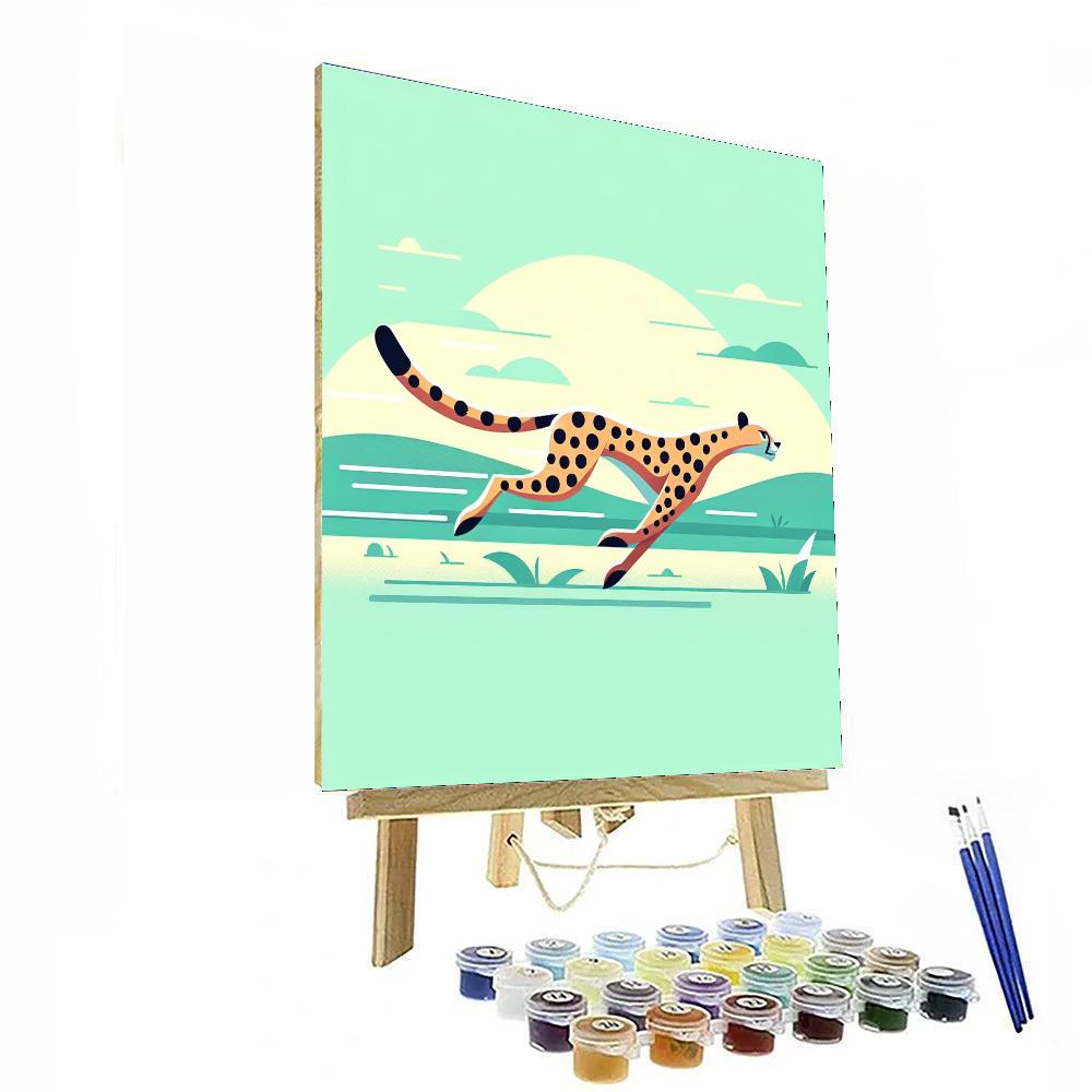 Captivating Cheetah Chase Painting Number Kit