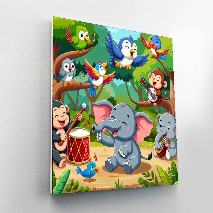 Jungle Animals Orchestra Number Painting