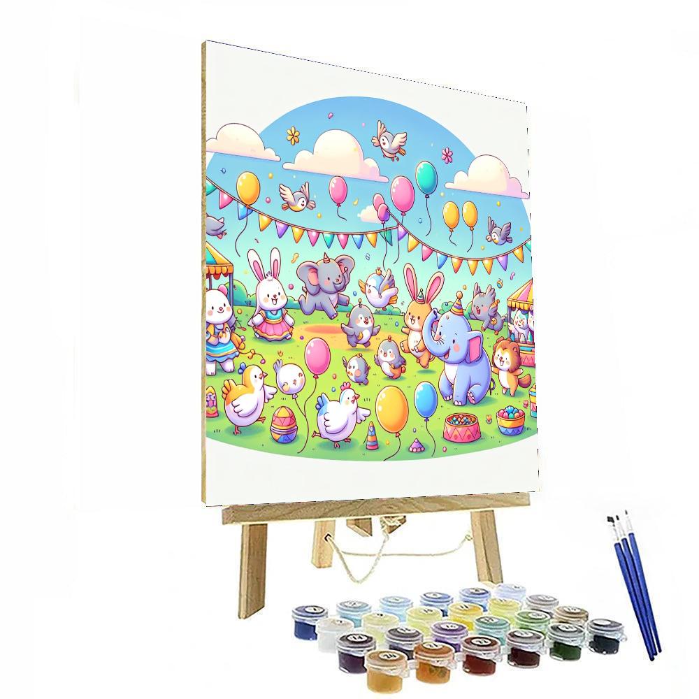 Cheerful Animal Festival Paint By Numbers Art