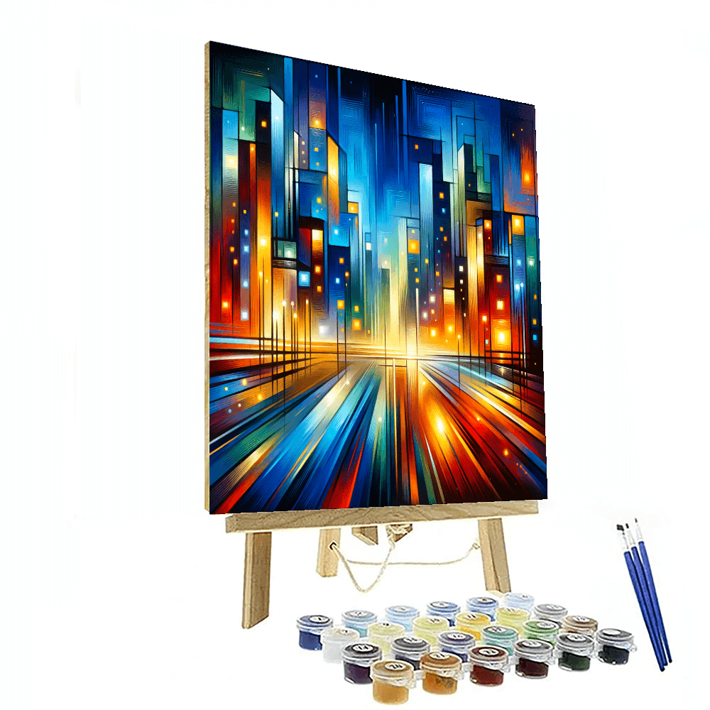 Piet Mondrian Inspired Abstract City Lights - DIY Painting By Numbers Kit