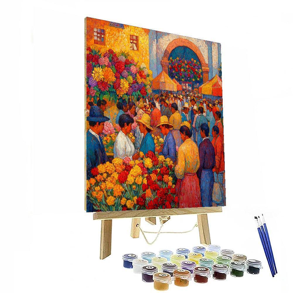 Diego Rivera Inspired Vibrant Market Revelry  Painting By Numbers Kit
