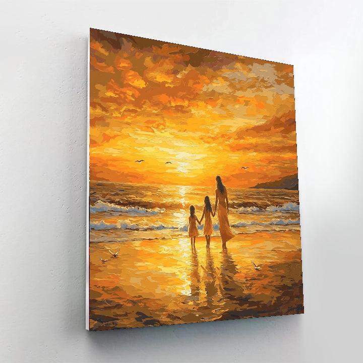 Sunset Stroll With Mama Number Painting