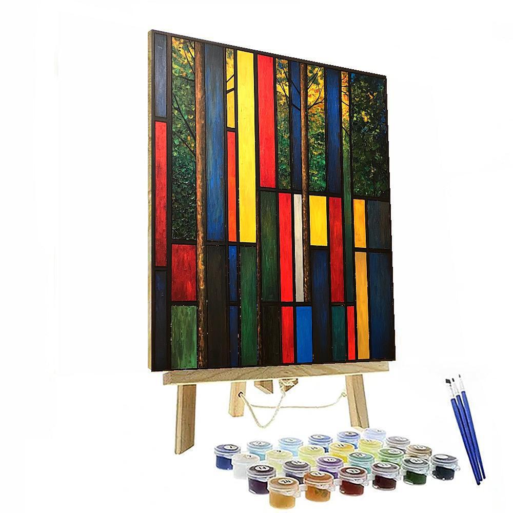 Piet Mondrian Inspired Dreamy Abstract Forest  Paint By Numbers
