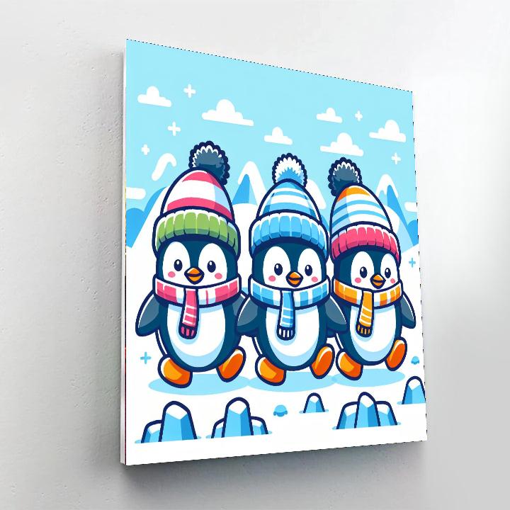 Lively Penguin Parade Numbered Painting Kits