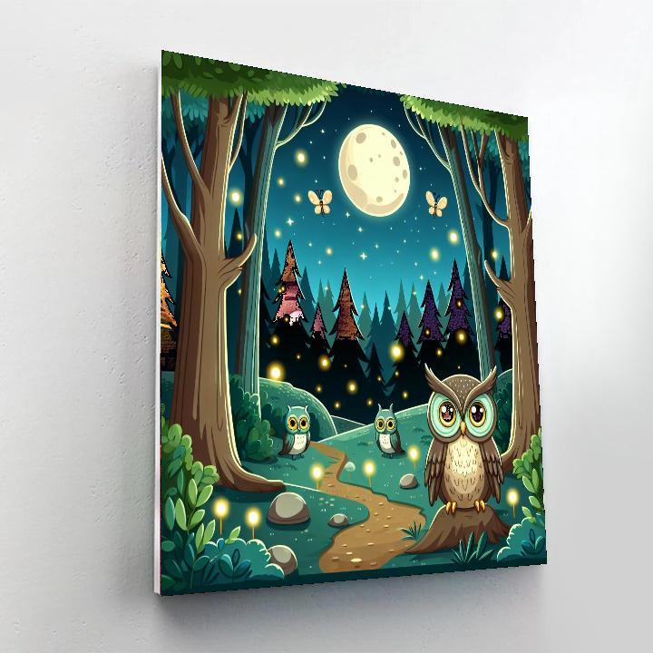Enchanted Night Forest Painting By Numbers Kit