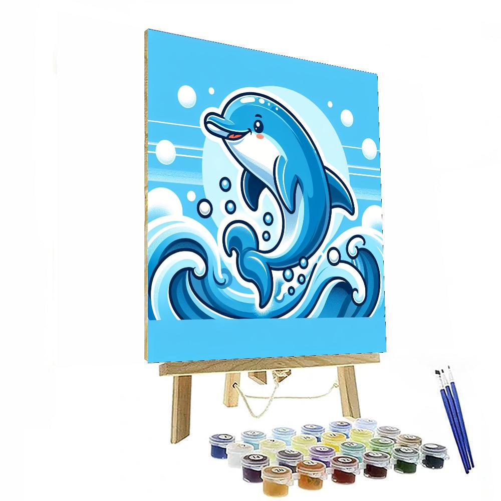 Daring Dolphin Splash Number Painting