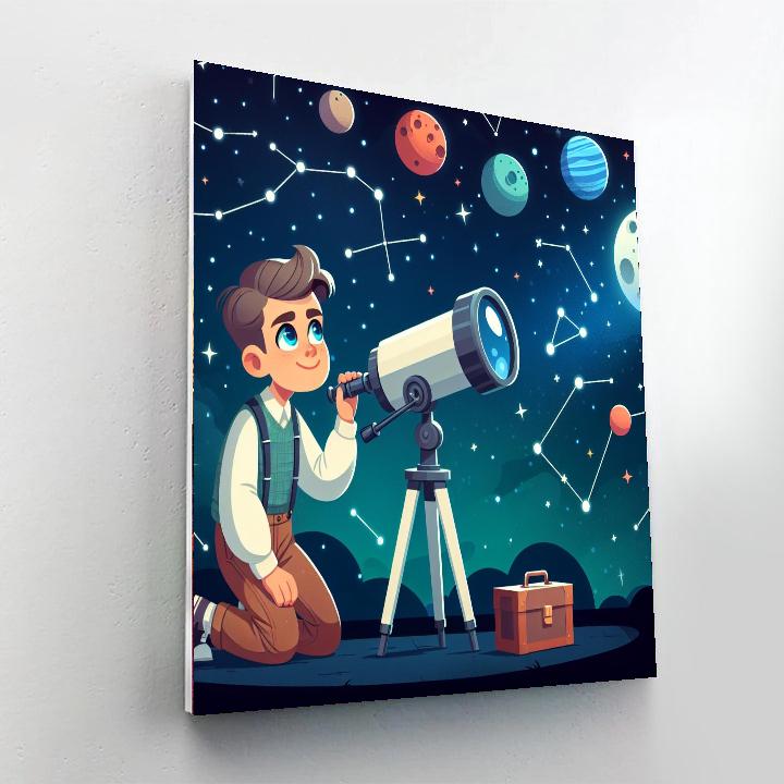 Astronomer's Stargazing Night Painting Number Kit