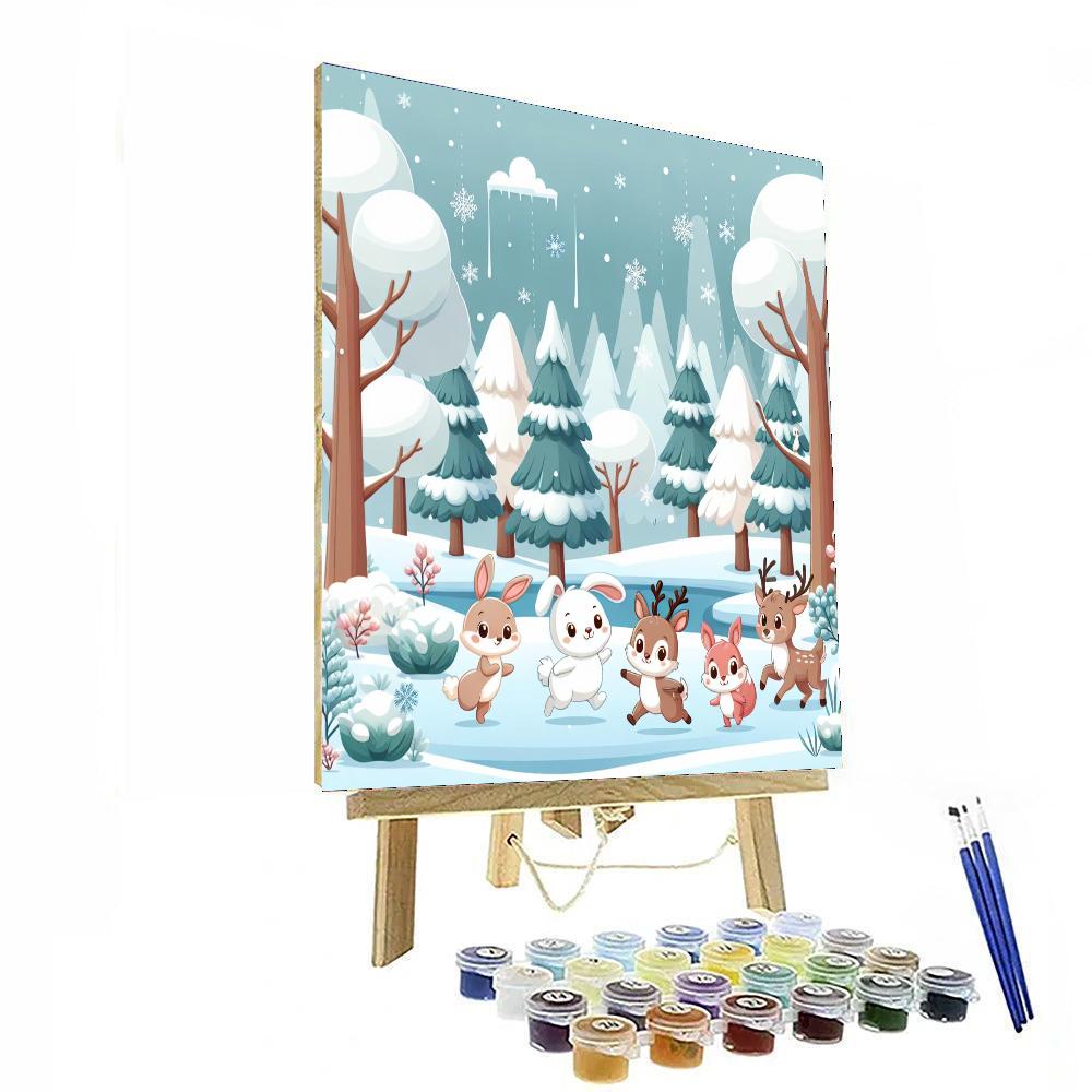 Winter Woodland Number Painting
