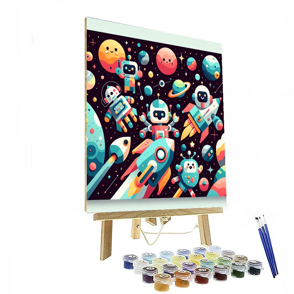Happy Space Robots Numbered Painting Kits