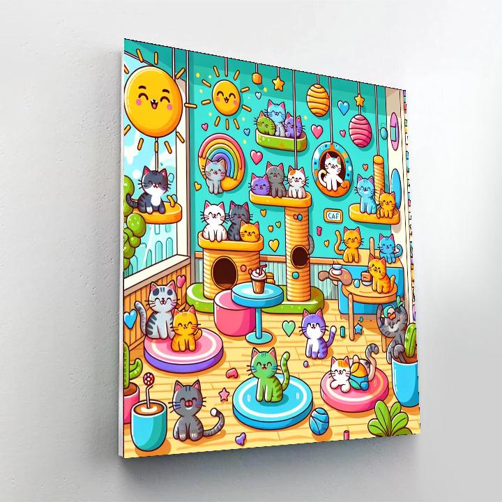 Cuddly Cat Cafe Painting Number Kit
