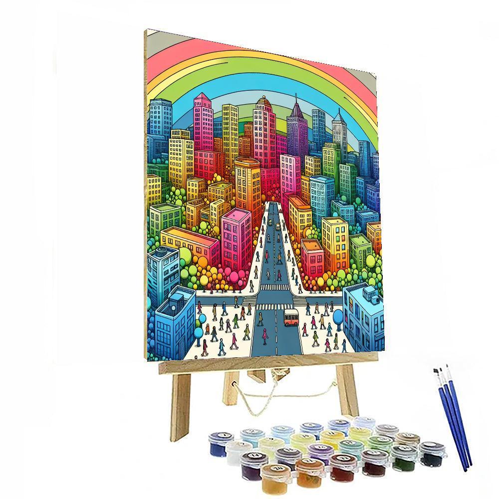 Rainbow Cityscape Number Painting