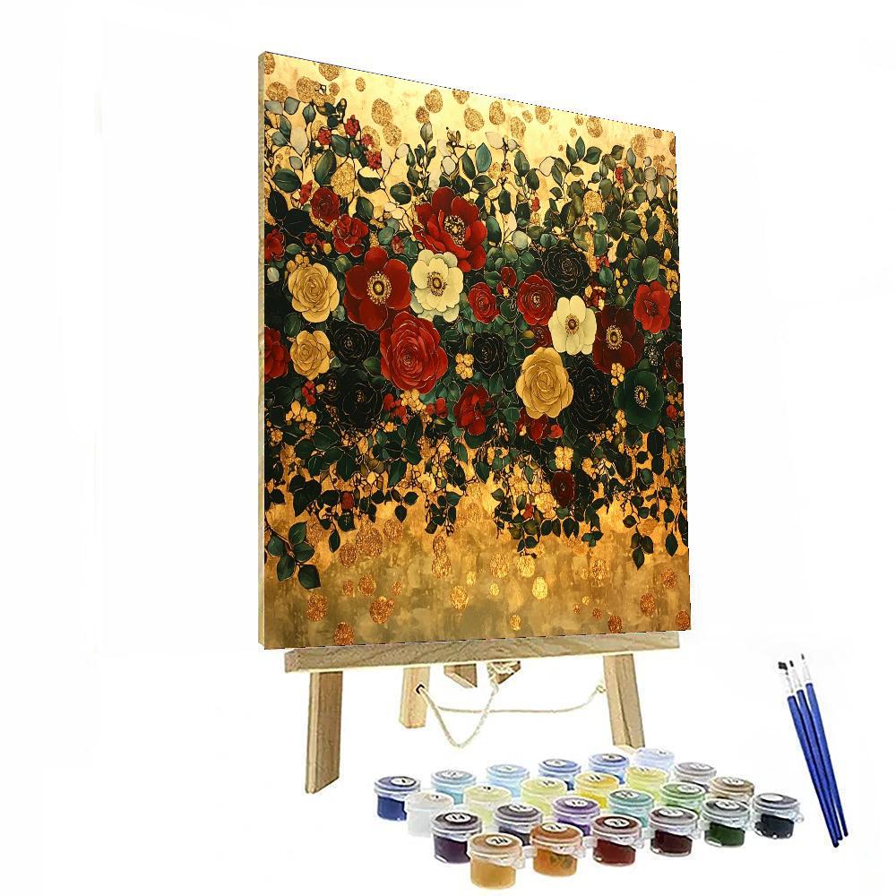 Gustav Klimt Inspired Golden Garden Flora  Paint By Numbers
