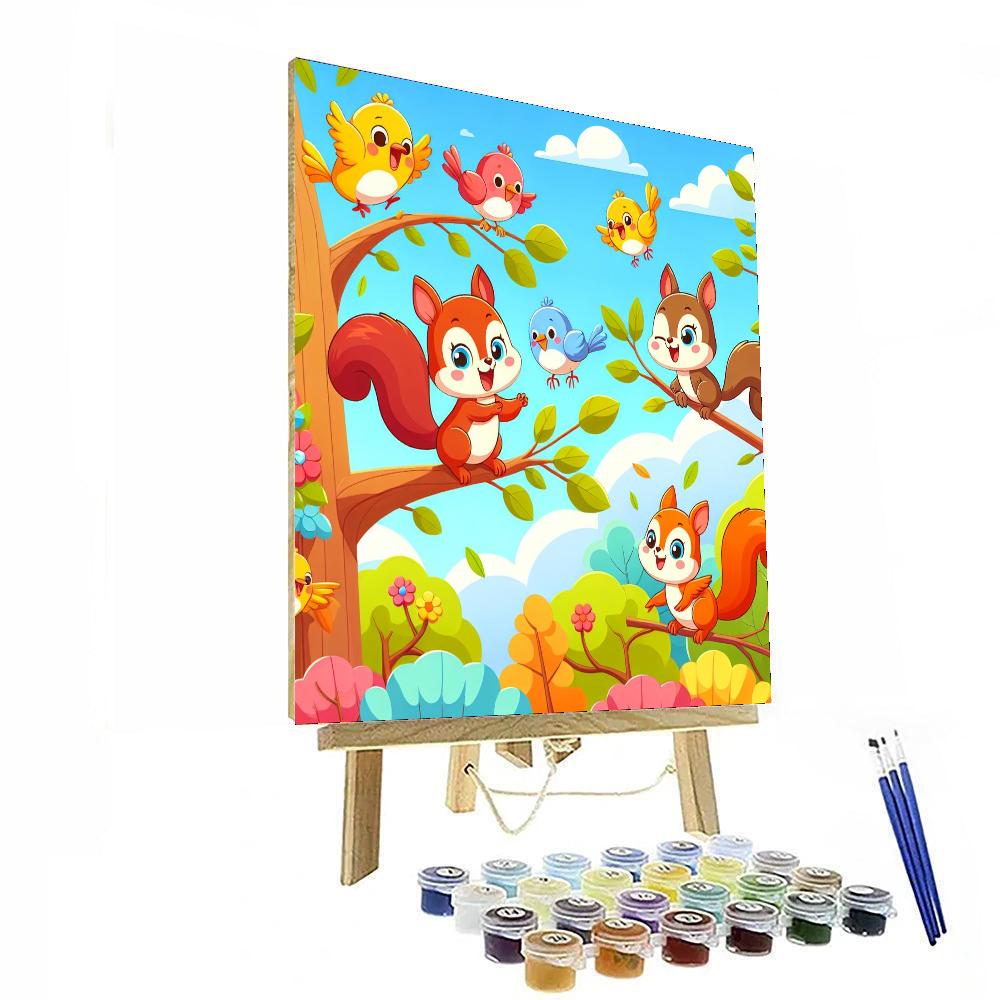 Happy Treetop Adventures Paint By Numbers Art