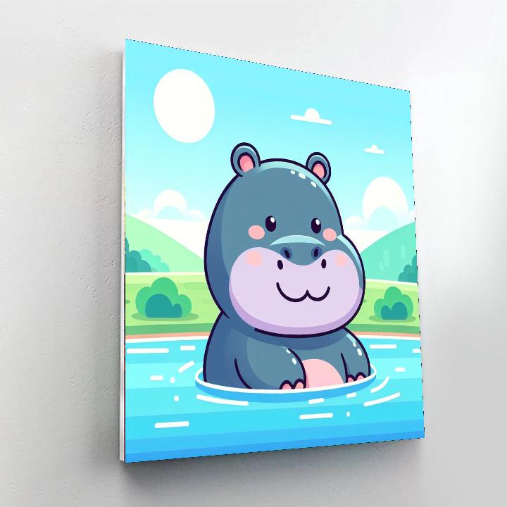 Happy Hippo Habitat Painting Number Kit