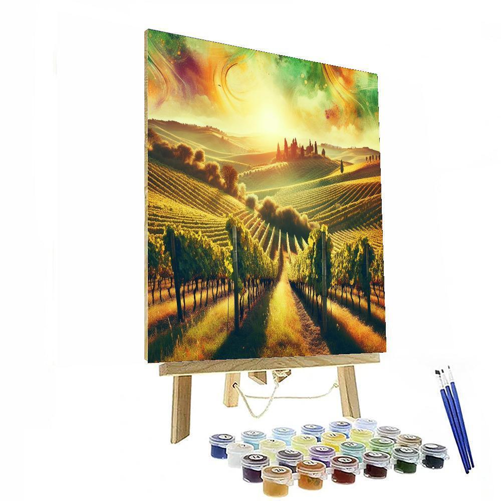 Sunlit Tuscany Vineyards Numbered Painting Kits