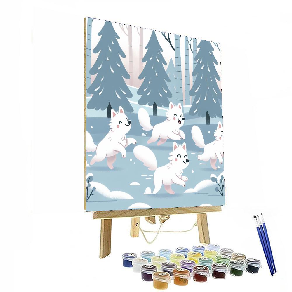 Winter Wonderland Wolves Painting Number Kit