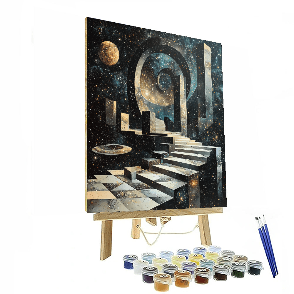 M.C. Escher Inspired Galactic Patterns Symphony  Paint By Color