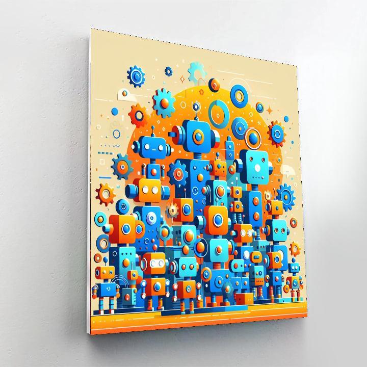 Rising Robots Paint By Numbers Art