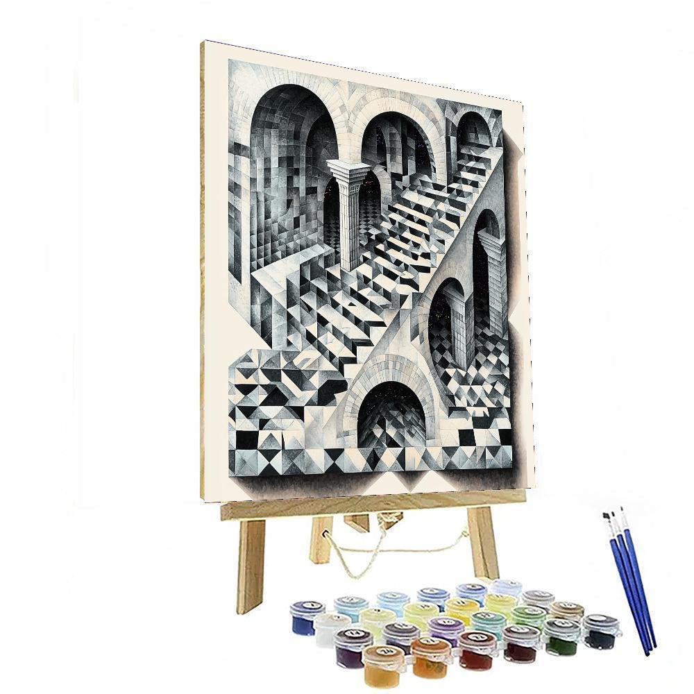 M.C. Escher Inspired Transcendent Illusions  Numbered Painting Kits