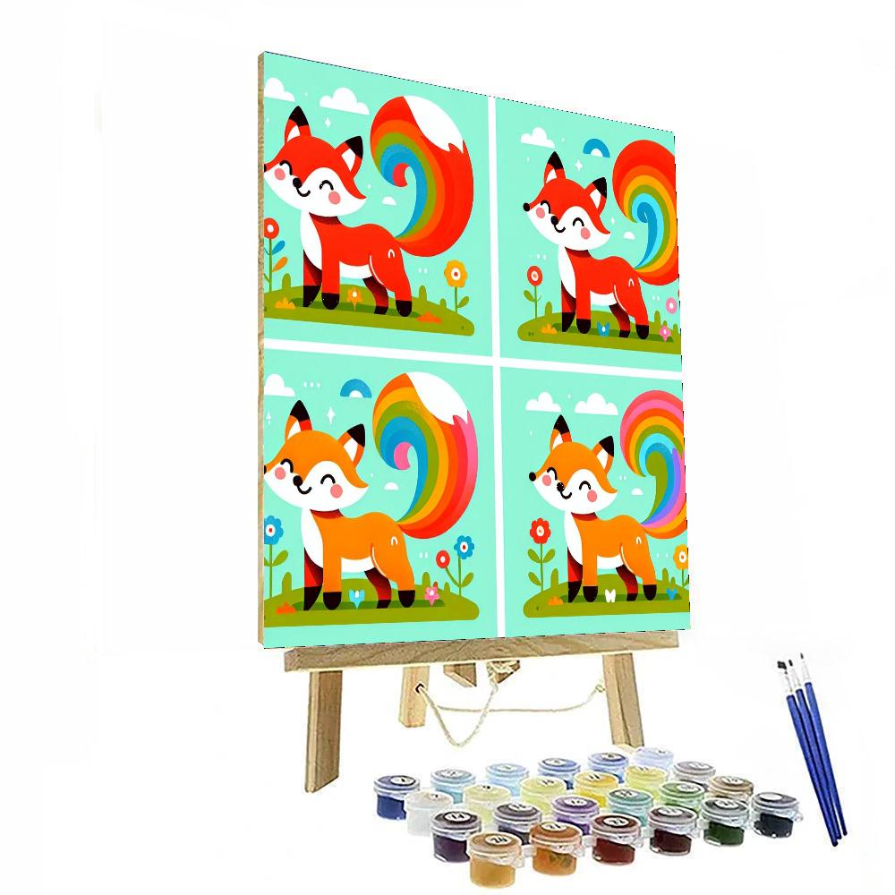Rainbow Foxes Gathering Paint By Numbers