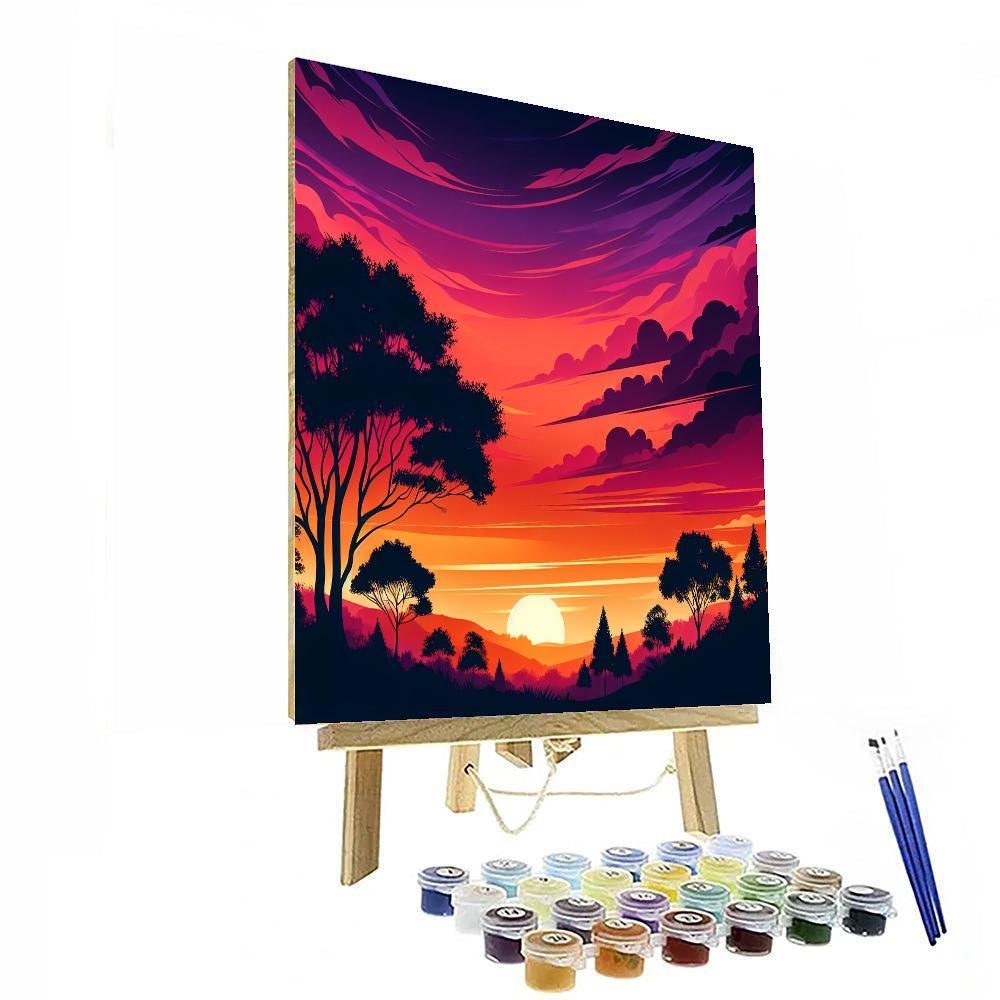 Sunset Silhouette Serenity Painting Number Kit