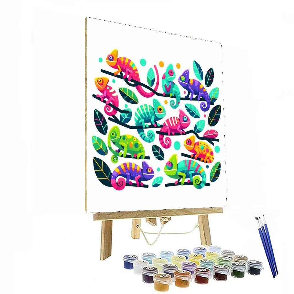 Cheerful Chameleons Numbered Painting Kits