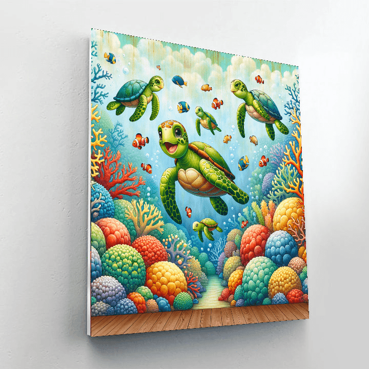 Fanciful Sea Turtles DIY Paint By Numbers