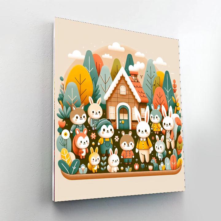 Cozy Cottage Critters Paint By Numbers