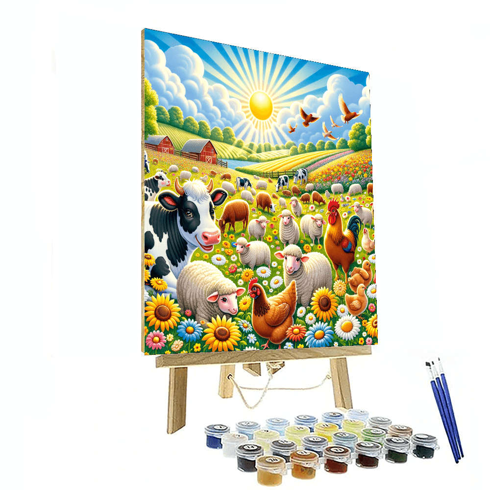 Playful Farm Animals Number Painting