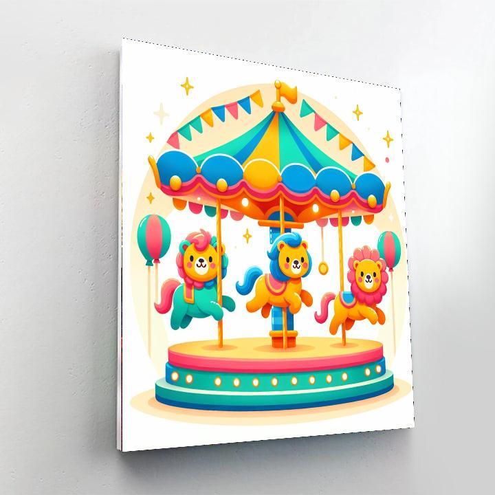 Joyful Carousel Animals Painting By Numbers Kit