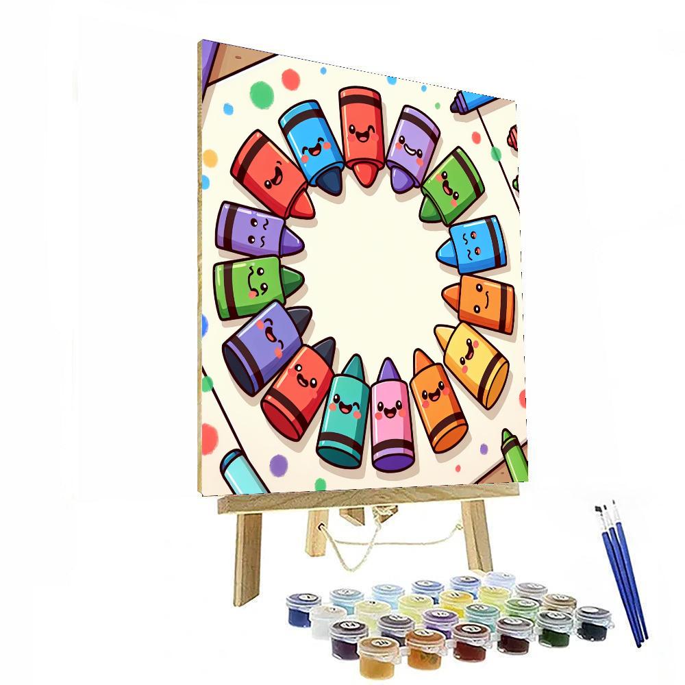 Happy Colorful Crayons Painting By Numbers Kit