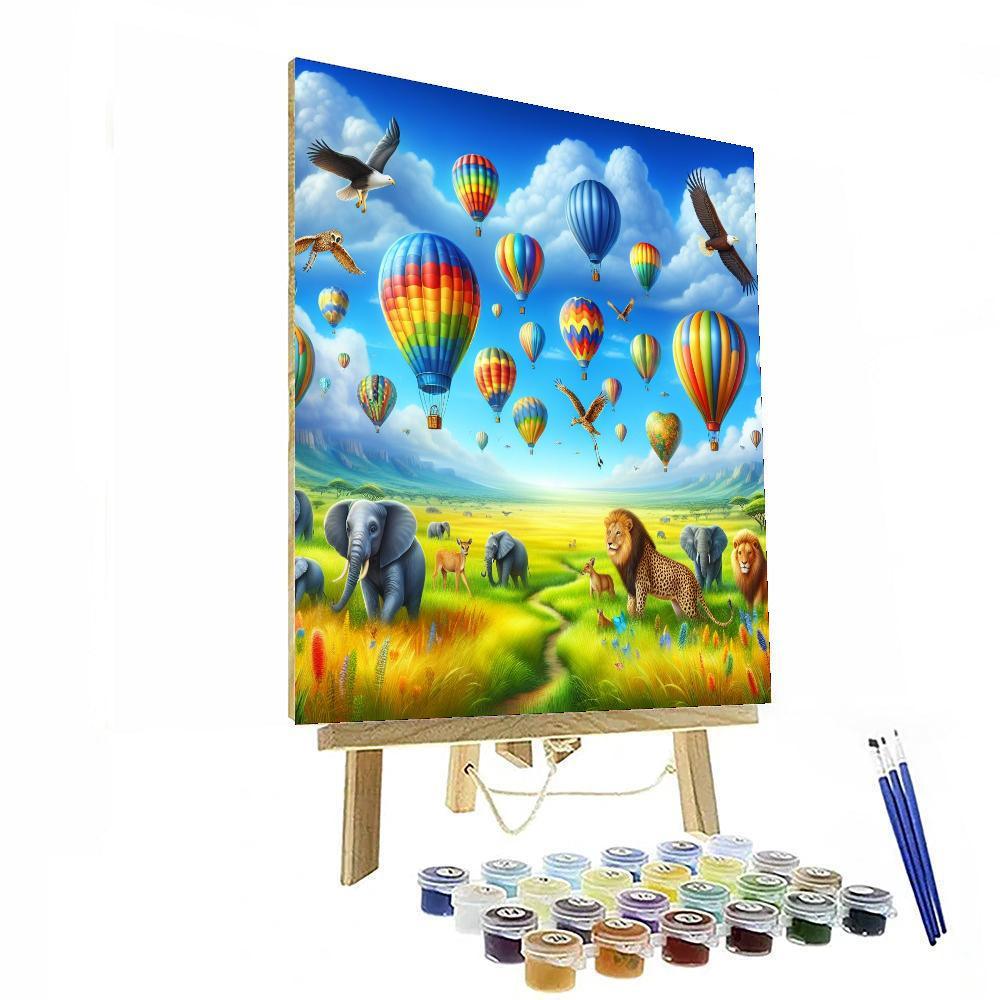 Colorful Balloon Safari DIY Paint By Numbers