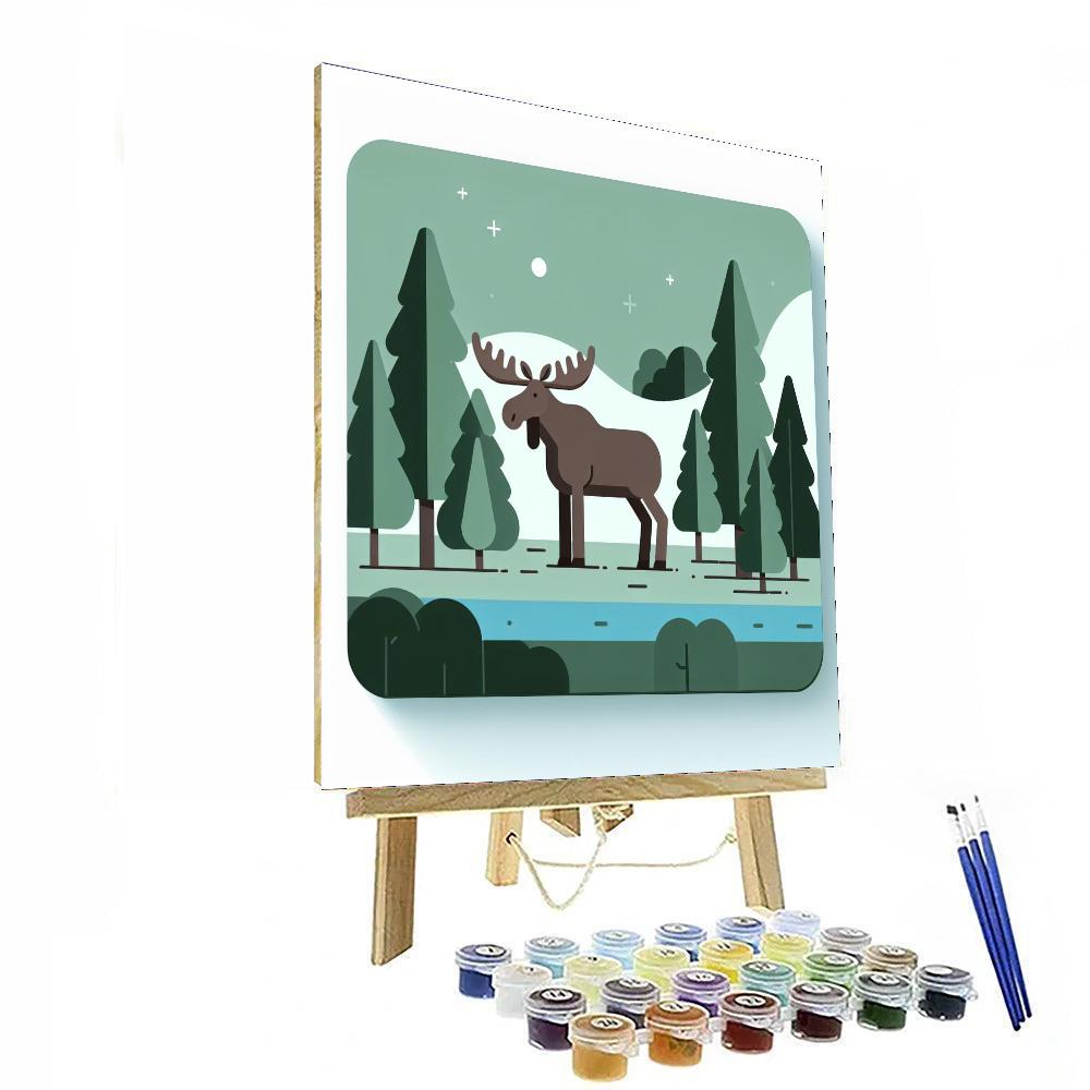 Friendly Moose Number Painting