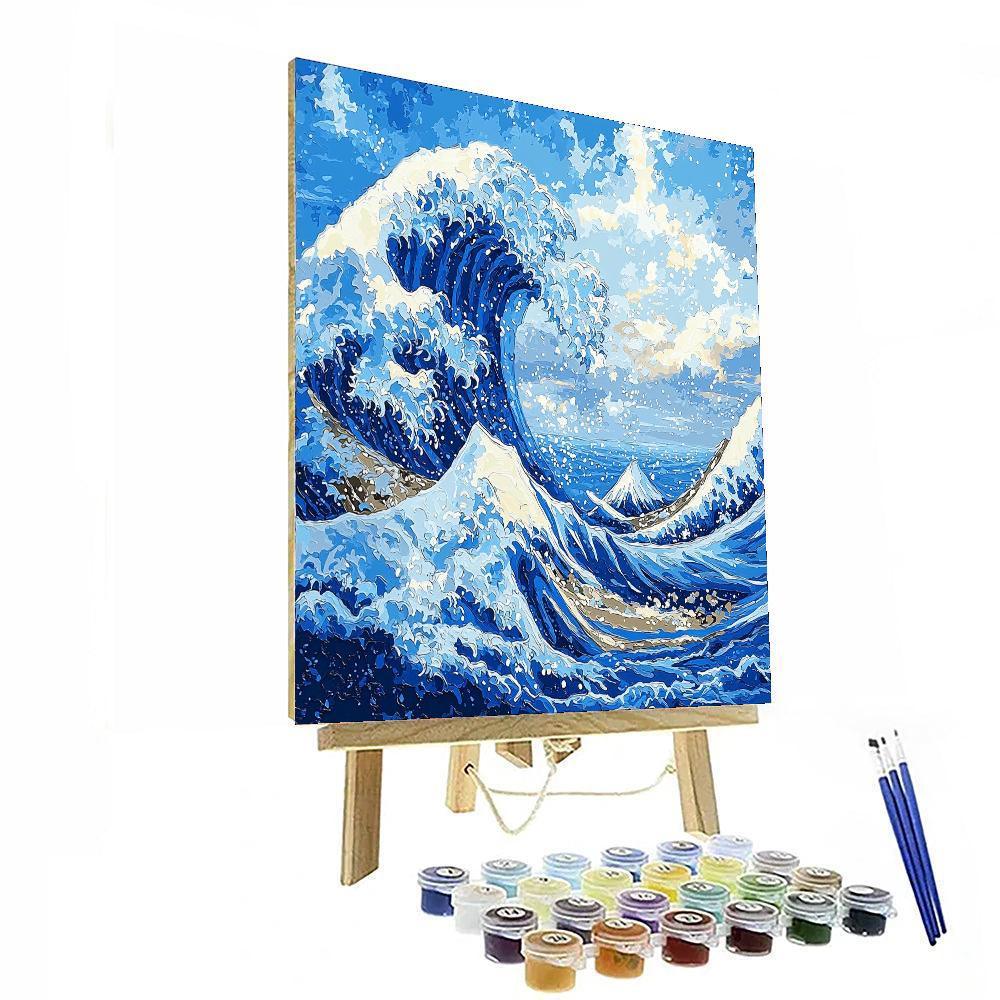 Katsushika Hokusai Inspired Japanese Wave Celebration  DIY Paint By Numbers